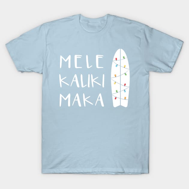 Mele Kalikimaka Hawaiian Christmas Surfboard T-Shirt by ECStudios